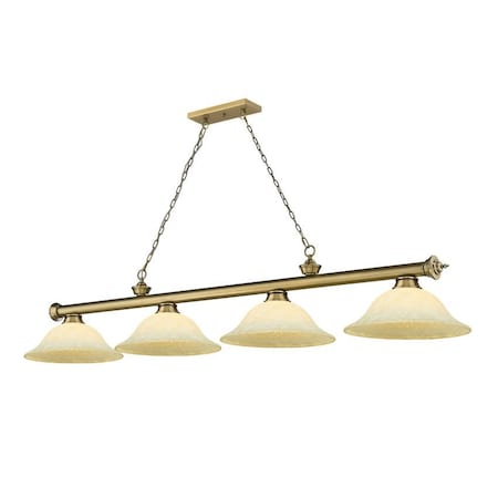 Z-Lite Cordon 4 Light Billiard, Rubbed Brass & Golden Mottle 2306-4RB-GM16